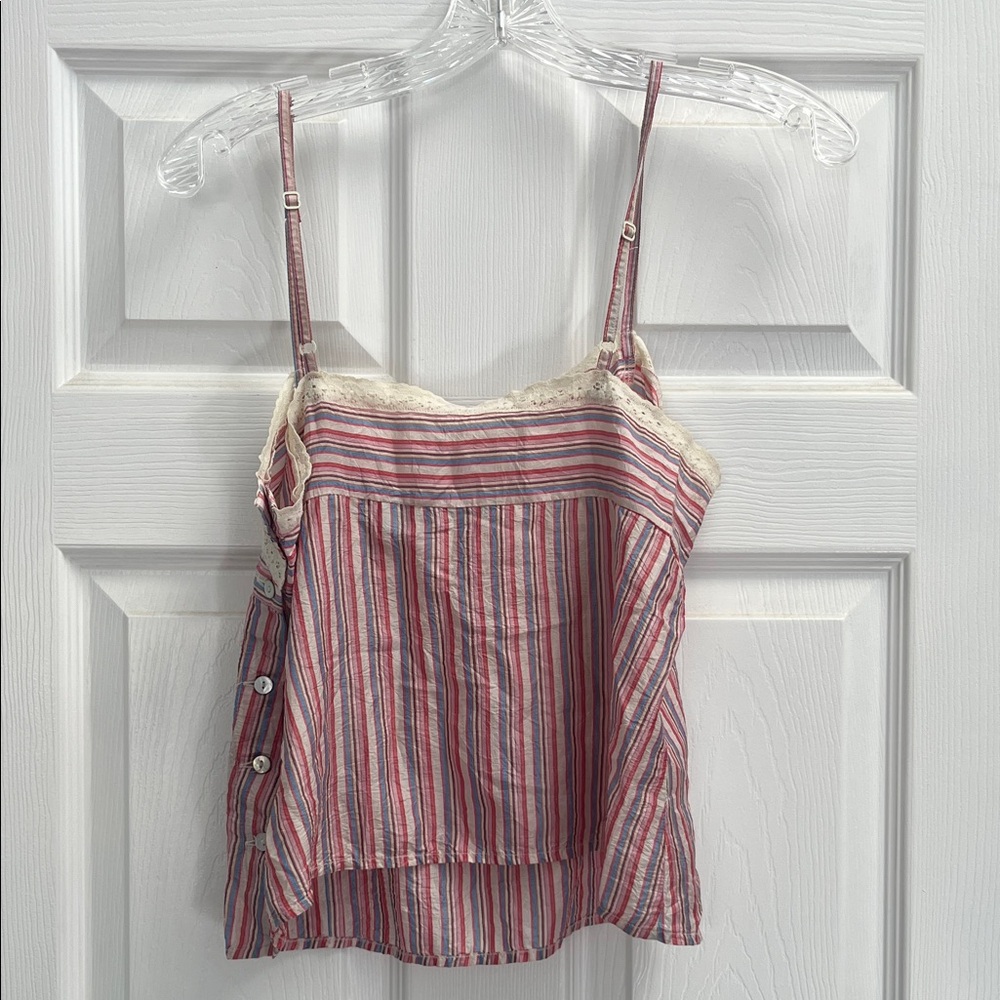 Striped Silk Lace Trim Cami - Picture 4 of 5